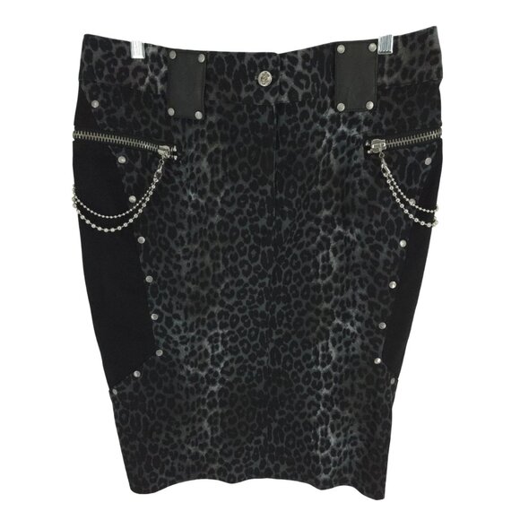 Lip Service Dresses & Skirts - Lip Service Pencil Skirt Punk Grunge Mob wife Animal Print Chains Zippers Y2K L